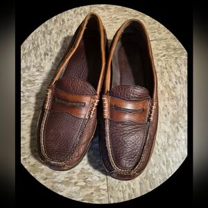L.L. Bean Allagash Handsewn Full Grain Bison Two Tone Penny Loafers